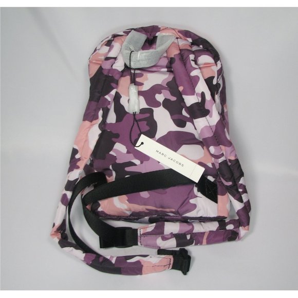 Marc Jacobs Quilted Camo Print Backpack Purple Violet Gray Mini Fabric Authentic - Picture 8 of 11